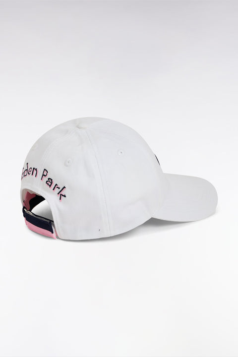 Casquette unie en twill de coton blanc broderies bicolores - Image 3
