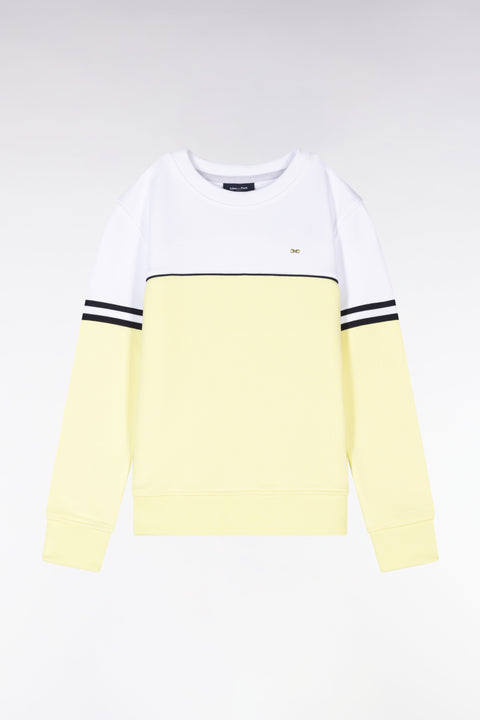 Sweatshirt bicolore en coton jaune et blanc coupe droite - Image 1