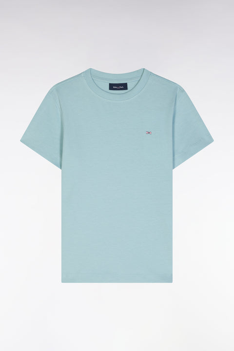 T-shirt en coton vert d'eau nœud papillon dos coupe droite - Image 1