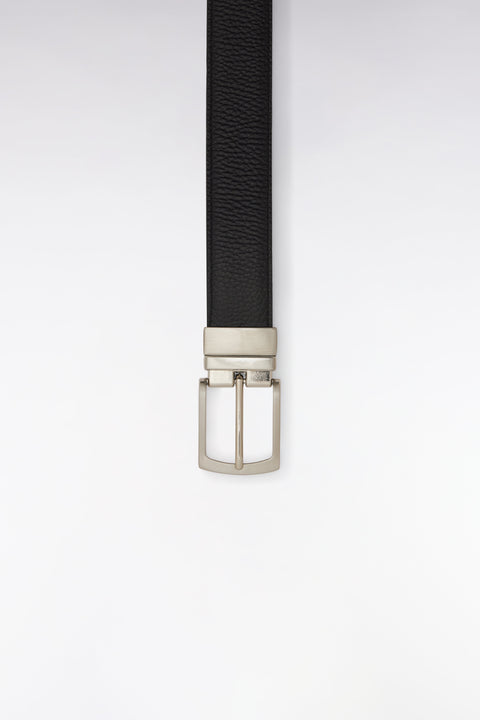 Ceinture en cuir lisse réversible noir et marron - Image 3