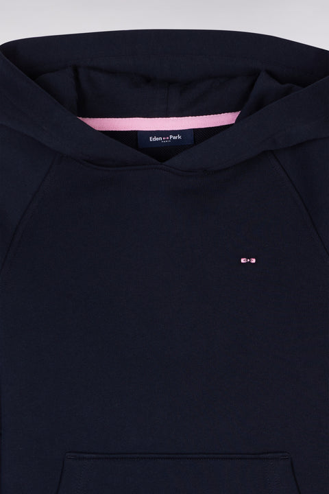 Sweatshirt à capuche en molleton coton marine coupe droite - Image 2