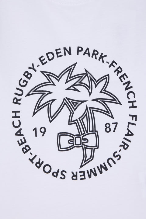 T-shirt en coton blanc sérigraphie palmier marine coupe droite - Image 2