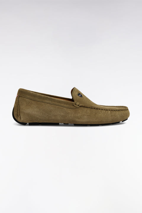 Mocassins en cuir suédé kakis - Image 1