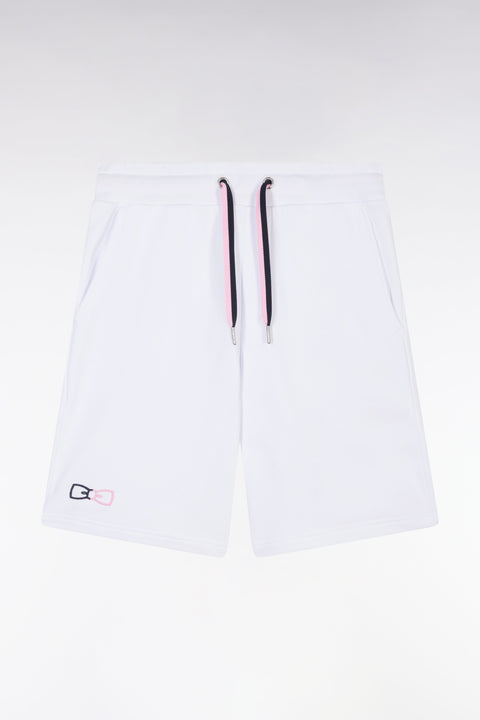 Short de jogging en molleton coton blanc coupe décontractée - Image 2