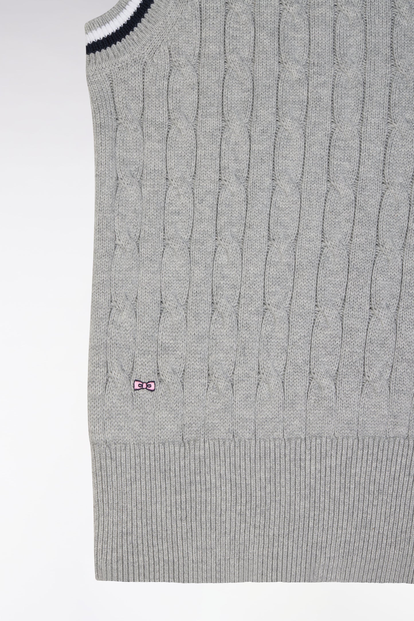 Pull sans manches en coton torsadé gris coupe décontractée