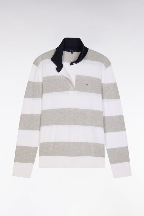 Pull cerclé à col maillot en coton biologique et cachemire gris coupe décontractée - Image 2