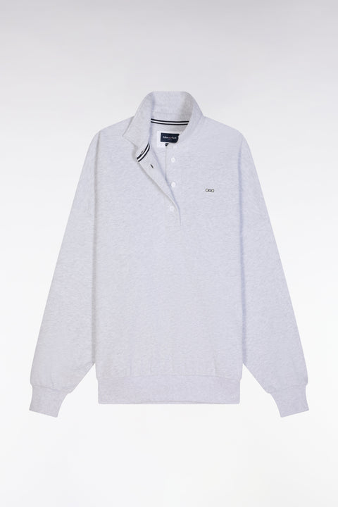Sweatshirt à col maillot en coton gris coupe oversized - Image 2