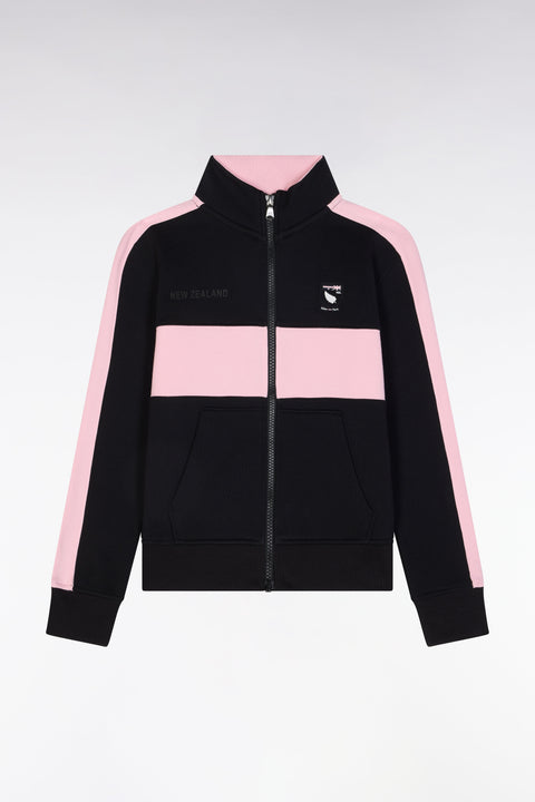 Sweatshirt zippé Nouvelle Zélande en coton noir coupe droite - Image 1