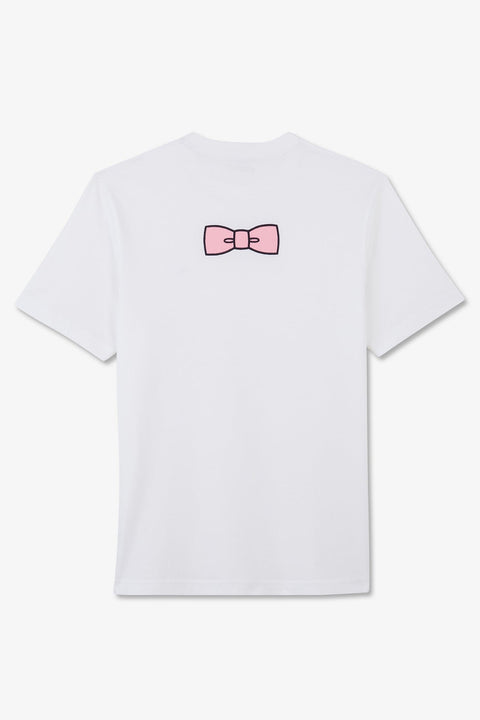 T-shirt blanc à broderie noeud dos - Image 2