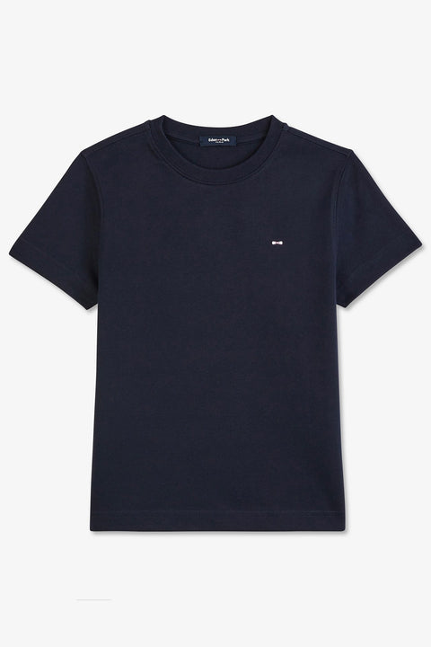 T-shirt bleu marine à broderie nœud dos - Image 1