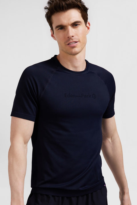 T-shirt de sport manches courtes à détails cerclés bleu marine - Image 1