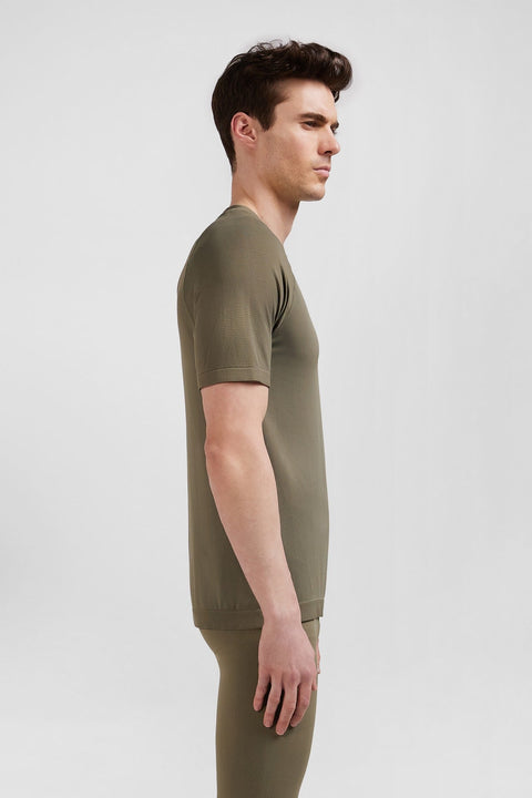 T-shirt de sport manches courtes à détails cerclés kaki - Image 3