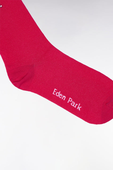 Chaussettes en coton stretch mélangé rose fuchsia à bordures cerclées - Image 2