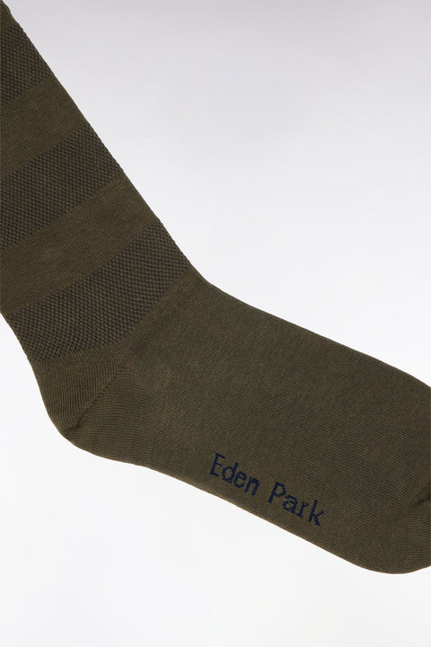 Chaussettes cerclées en coton stretch mélangé kaki - Image 2