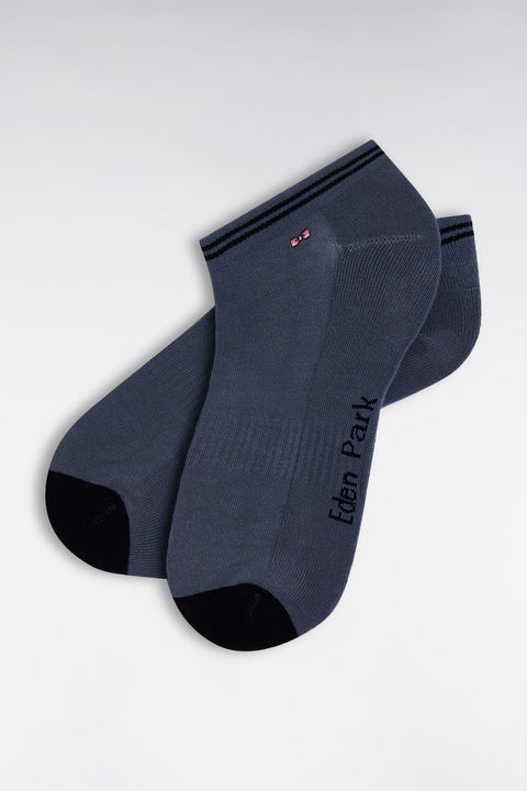 Chaussettes basses en coton stretch mélangé grises - Image 2