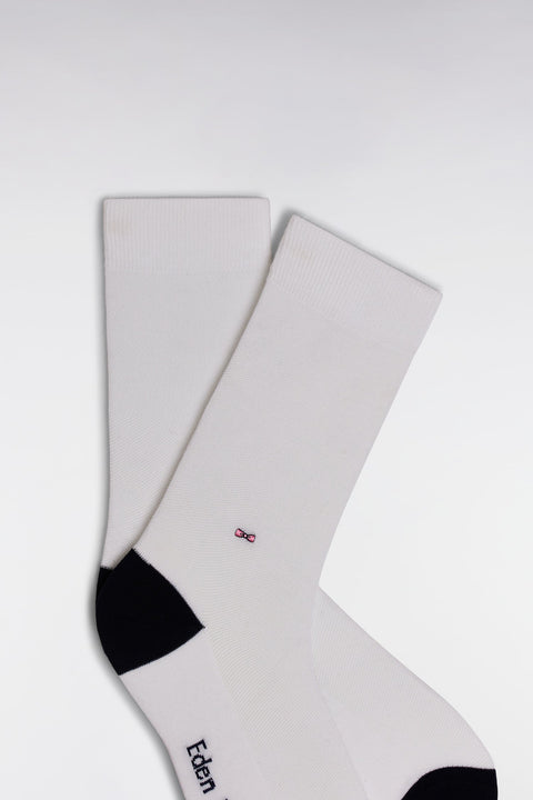 Chaussettes unies en coton stretch mélangé blanches - Image 1