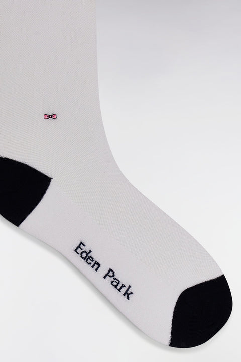 Chaussettes unies en coton stretch mélangé blanches - Image 2