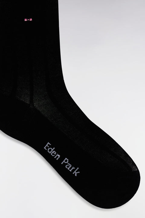 Chaussettes en coton stretch mélangé rayures verticales noires - Image 2