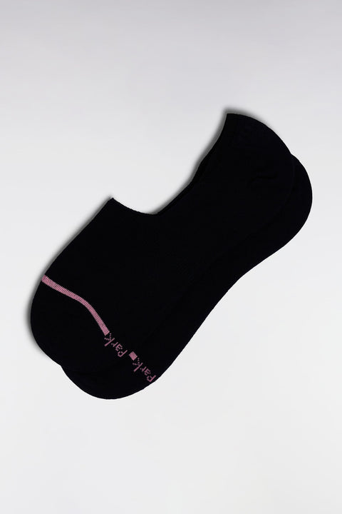 Chaussettes basses en coton stretch mélangé marine liseré rose - Image 1