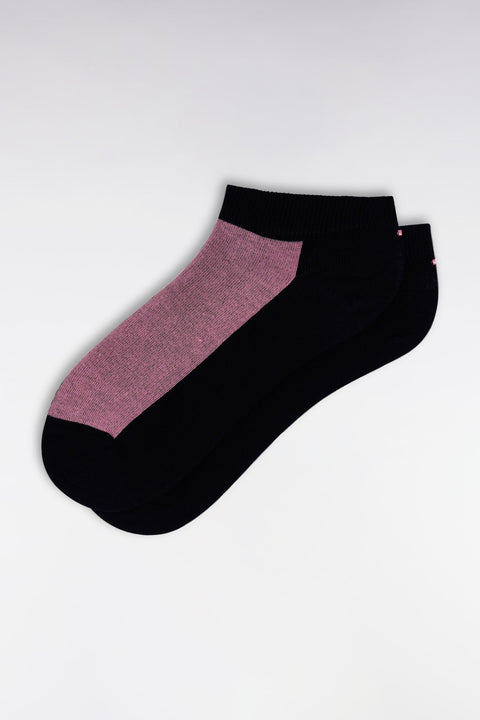 Chaussettes basses en coton stretch mélangé bicolores ciel et marine - Image 1