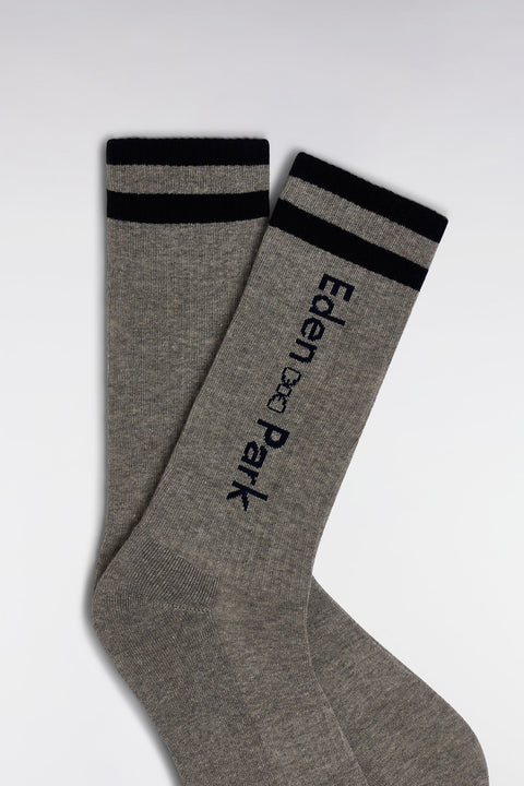 Chaussettes en coton stretch mélangé grises jacquard Eden Park - Image 1