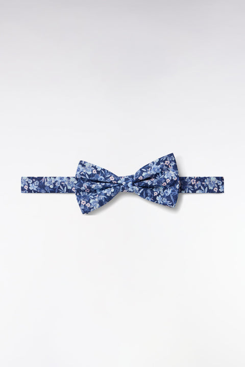 Nœud papillon en coton imprimé fleurs bleu - Image 1