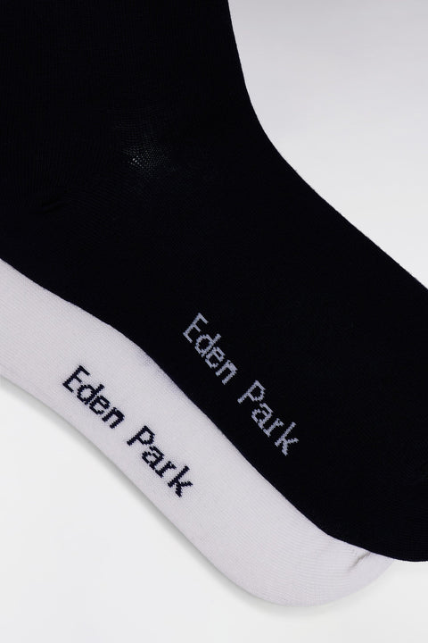 Lot de 2 paires de chaussettes en coton stretch mélangé blanches et marine - Image 2