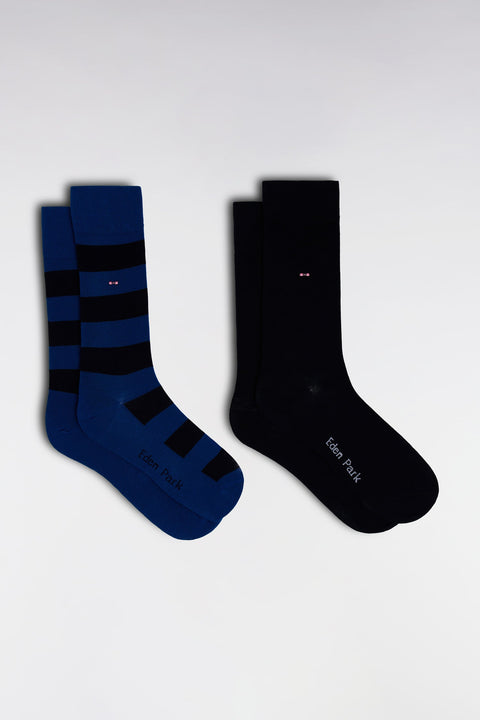 Lot de 2 paires de chaussettes en coton stretch mélangé bleues et marine - Image 1