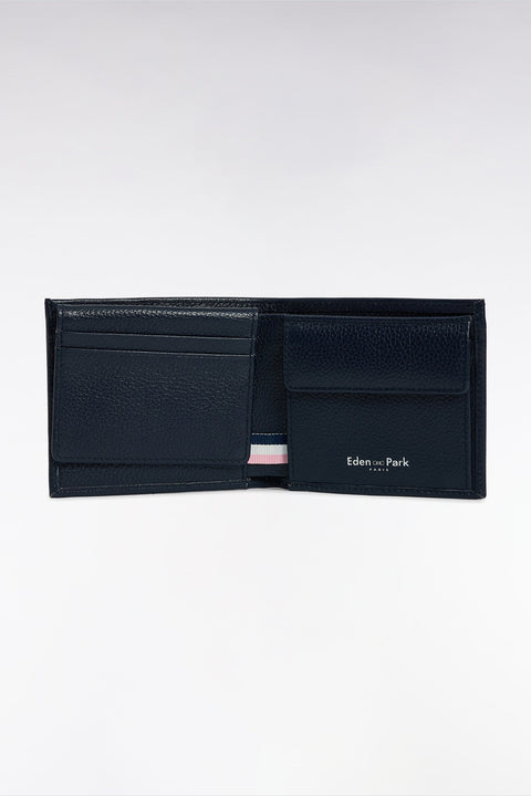 Portefeuille format italien en cuir grainé marine - Image 2