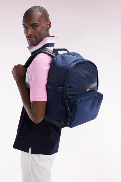 Sac à dos en toile et cuir noir - Image 1