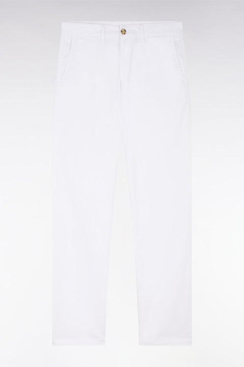 Pantalon chino sans plis en coton stretch blanc coupe droite - Image 2