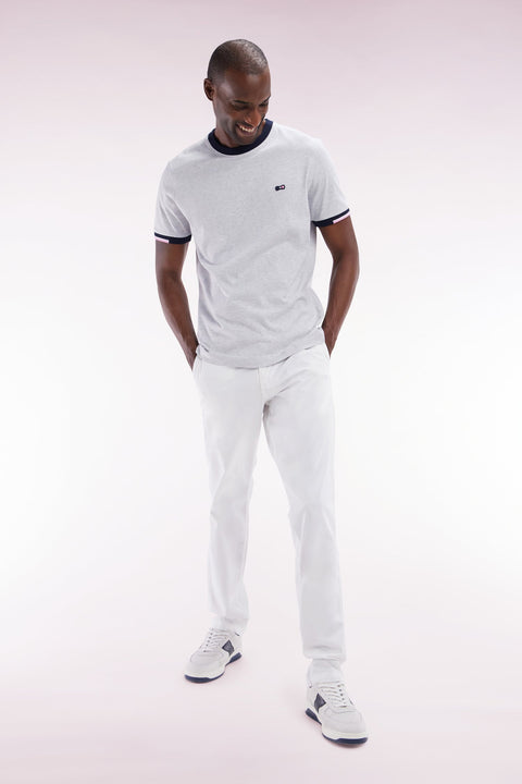 Pantalon chino sans plis en coton stretch blanc coupe droite - Image 3