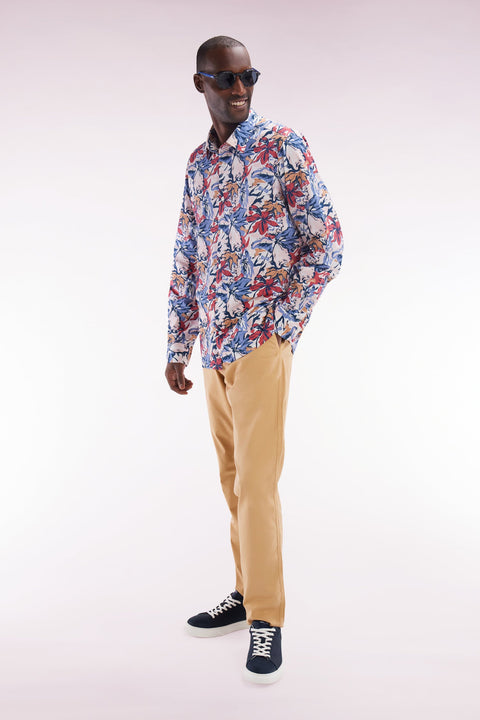 Pantalon chino sans plis en coton stretch camel coupe droite - Image 3