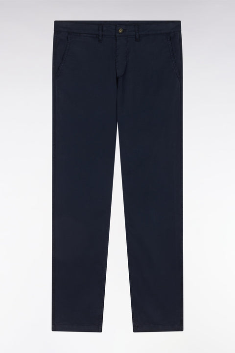 Pantalon chino sans plis en coton stretch marine coupe droite - Image 2
