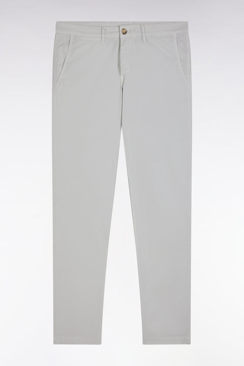 Pantalon chino sans plis en coton stretch gris coupe droite - Image 2