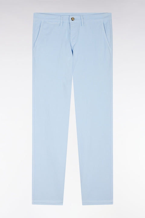 Pantalon chino sans pli en coton et lin stretch bleu ciel coupe droite - Image 2
