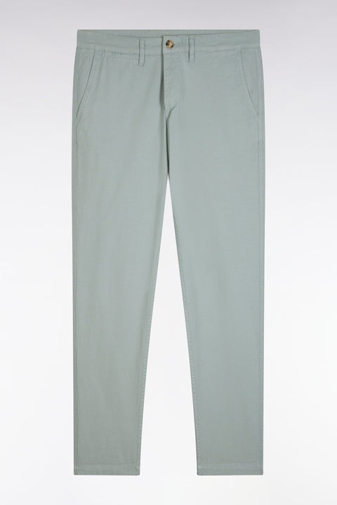 Pantalon chino sans pli en coton et lin stretch gris moyen coupe droite - Image 2