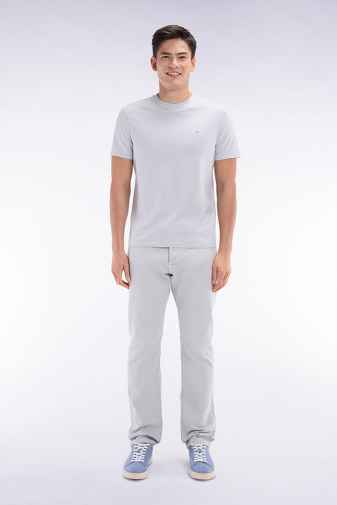 Jean 5 poches en denim stretch gris clair coupe droite - Image 1