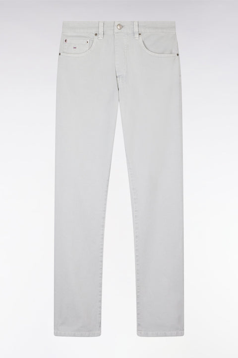 Jean 5 poches en denim stretch gris clair coupe droite - Image 2