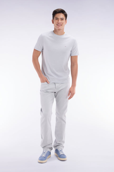 Jean 5 poches en denim stretch gris clair coupe droite - Image 3