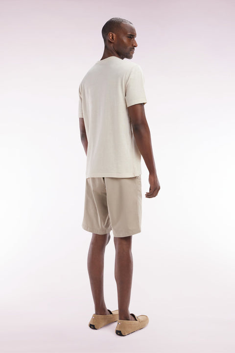 Bermuda chino en coton stretch beige coupe droite - Image 3