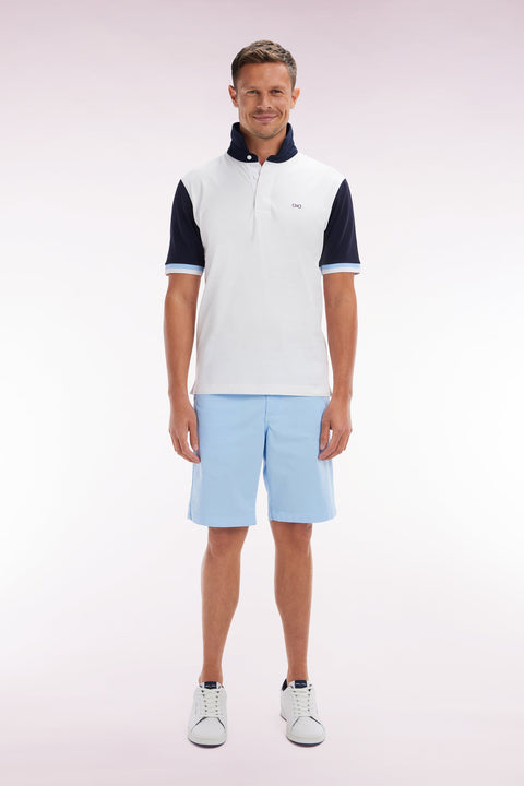 Bermuda chino en coton stretch bleu ciel coupe droite - Image 1
