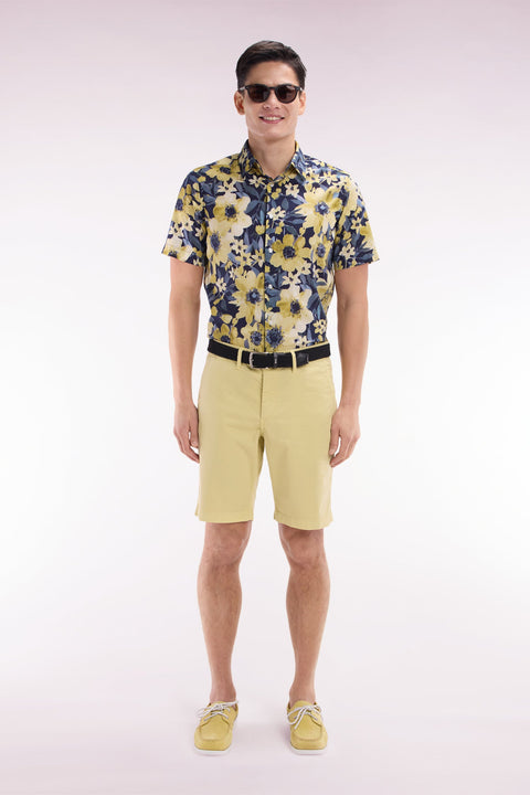 Bermuda chino en coton stretch ivoire coupe droite - Image 1