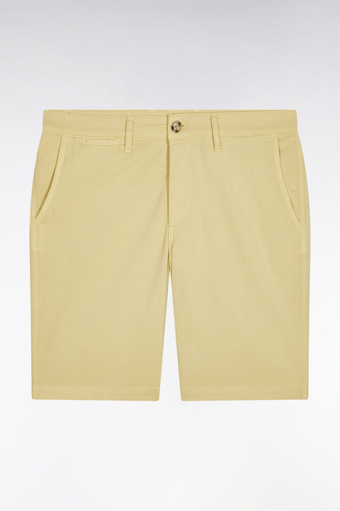 Bermuda chino en coton stretch ivoire coupe droite - Image 2