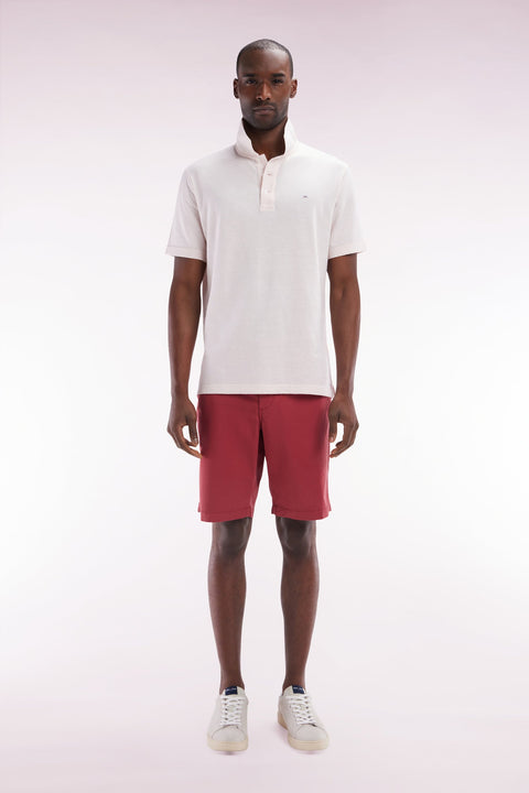 Bermuda chino en coton stretch rouge coupe droite - Image 1