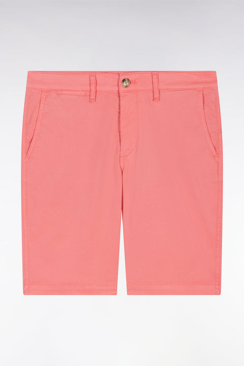 Bermuda chino en coton stretch rose saumon coupe droite - Image 1