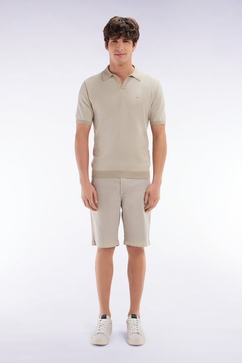Bermuda en lyocell et coton stretch beige coupe droite - Image 1