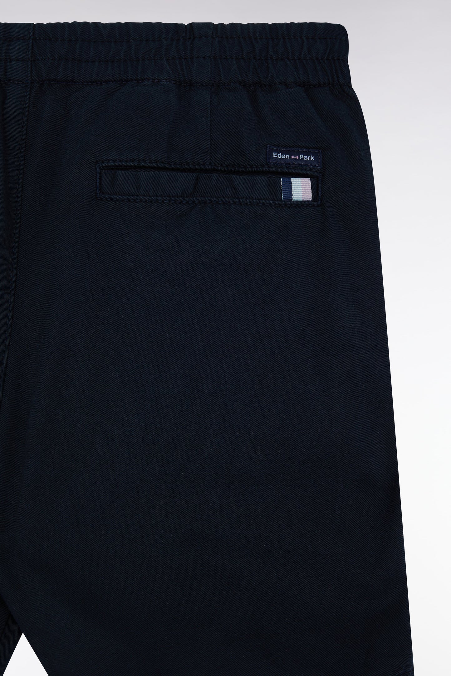 Bermuda en coton stretch taille élastiquée marine coupe droite