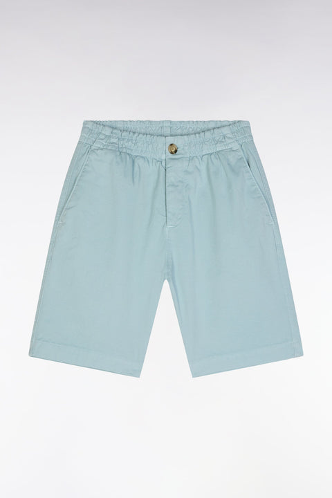 Bermuda en coton stretch taille élastiquée vert d'eau coupe droite - Image 1