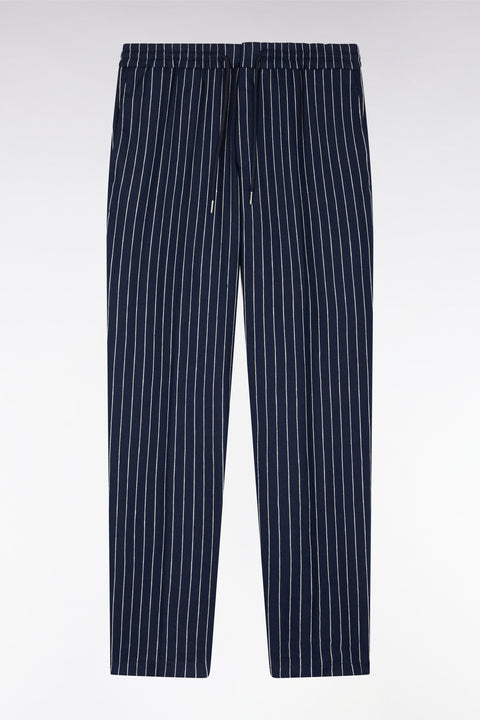 Pantalon à taille élastique à rayures tennis marine - Image 2